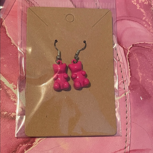 Pink Gummy Bear Earrings - Picture 1 of 1